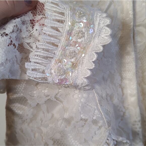 Vintage Jessica McClintock Wedding Gown Lace Bodice Satin Skirt Size 8 - Picture 16 of 16